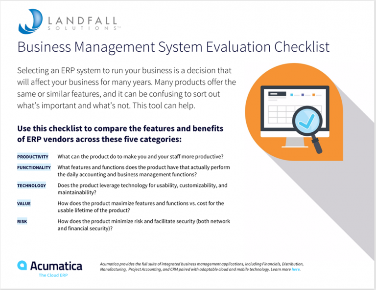 Free ERP Evaluation Checklist from LANDFALL Solutions